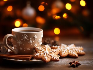 Obraz na płótnie Canvas Christmas food, star shaped cookies with cinnamon sticks. Merry Christmas and happy new year