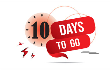 Countdown of days 10. The days left badges. A countdown is going on, ten day I left a badge and a label to calculate the date of work. Offer timer, sticker limited to a few days.