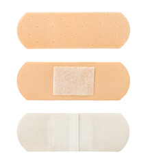 Flesh-colored medical adhesive plaster, set, isolated on white background