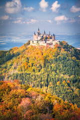 Burg Hohenzollern - Breathtaking autumn landscape in the Swabian Alps, Germany