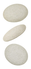Oval pebble stones for SPA treatments, set, falling, hanging, flying, soaring, isolated on  white background