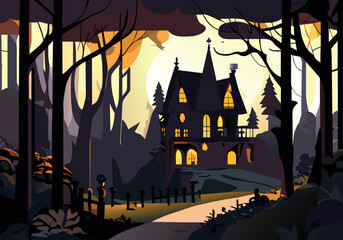 halloween background with castle