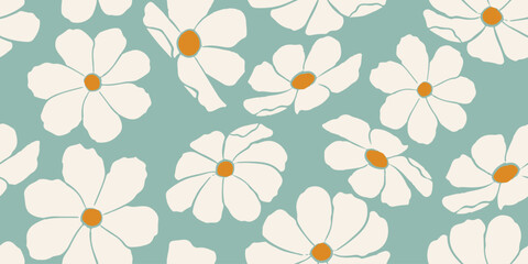 Materiał do szycia Exotic hand drawn flowers, seamless patterns with floral for fabric, textiles, clothing, wrapping paper, cover, banner, interior decor, abstract backgrounds. vector illustration.