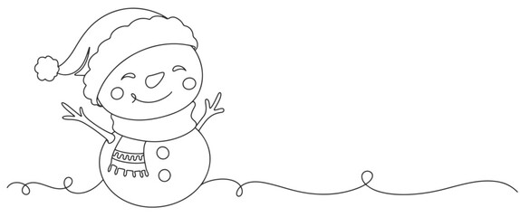 Snowman line art vector illustration