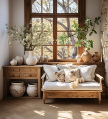French cottage Living room with country interior design and home decor