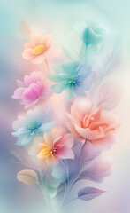 Obraz premium Colorful smoky ornamental background. Pastel colors. Smoke and flowers. Generative AI.