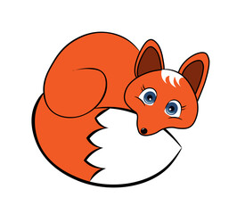 Vector illustration of cartoon fox isolated on white background