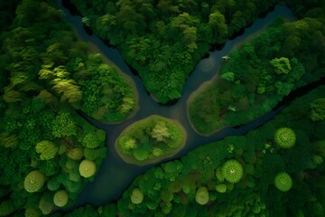 Pristine and untouched Amazon rainforest, with a rich diversity of plant and animal life - AI Generative