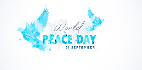 world peace day - 21 september. peace day celebration with abstract dove design ornament