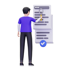 3d man is looking for some information illustration