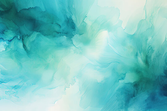 Abstract watercolor in peacock blue's depth