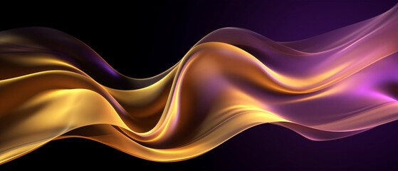 purple and gold wave abstract 3d dark background. generative ai