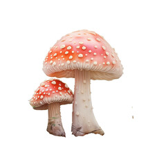 Amanita muscaria mushroom captured in forest at a close range transparent background