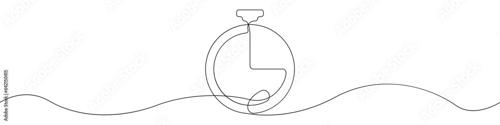 Poster clock line continuous drawing vector. one line alarm clock vector background. timer icon. continuous