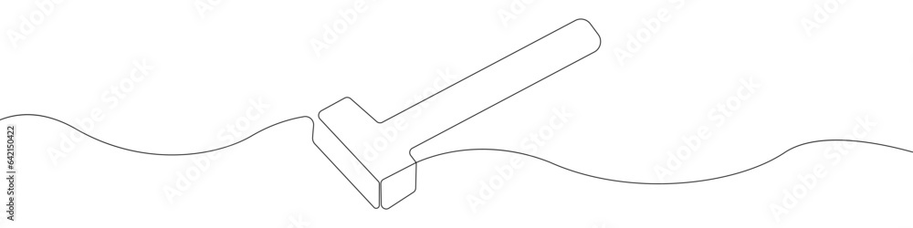 Poster hammer line continuous drawing vector. one line sledgehammer vector background. long hammer icon. co