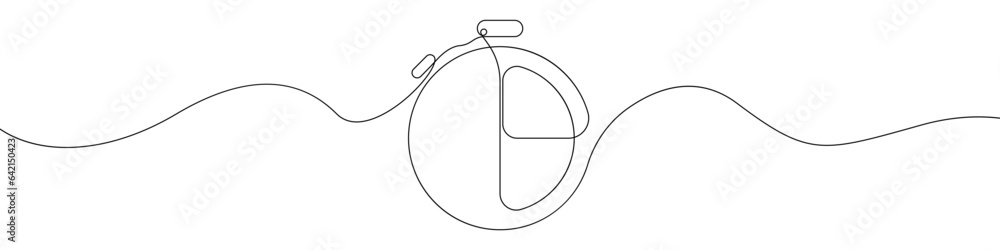 Poster clock line continuous drawing vector. one line alarm clock vector background. timer icon. continuous