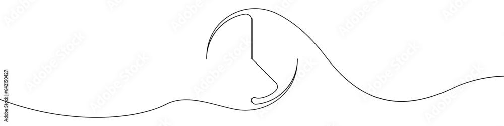 Poster clock line continuous drawing vector. one line alarm clock vector background. timer icon. continuous