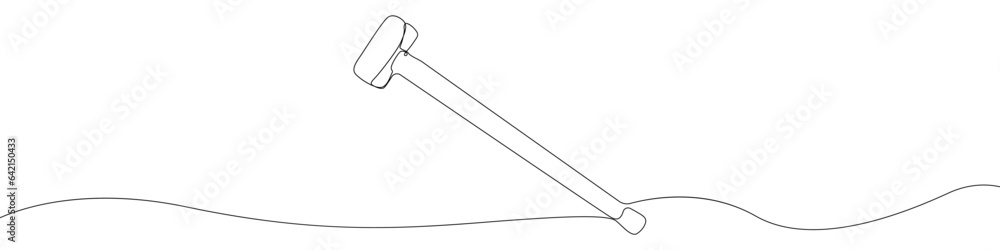 Poster hammer line continuous drawing vector. one line sledgehammer vector background. long hammer icon. co