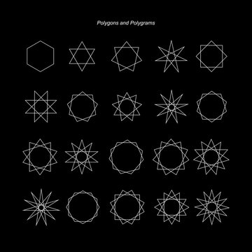 Polygons and polygrams sacred geometry vector