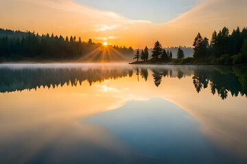 sunrise on the lake.