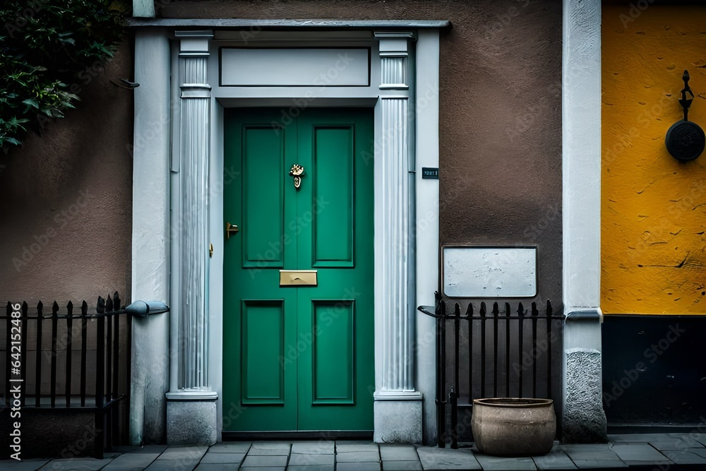 Wall mural door in the city