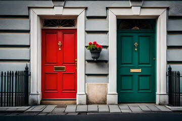 red and green door