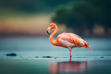 pink flamingo on the beach