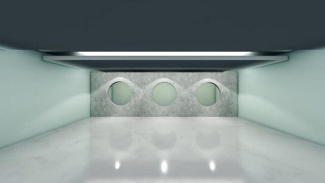 Contemporary gallery space interior design clip