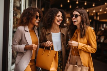 group of friend curious multi-ethnic Friends enjoy shopping choose cloth in retail boutique store at the shopping department store happiness friend enjoy shopping together - obrazy, fototapety, plakaty