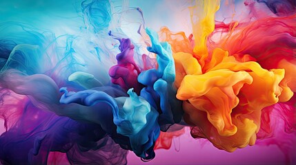 Obraz premium Colorful abstract paint explosion, fluid, smoke, wallpaper, background