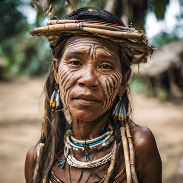 Portrait of an Amazon tribe woman