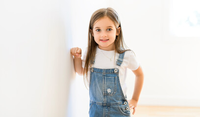 cute girl portrait at home the little child look et camera