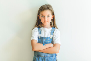 cute girl portrait at home the little child look et camera