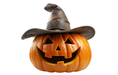 Jack O' Lantern, cut out. Halloween pumpkin in hat, the main symbol of the Happy Halloween holiday