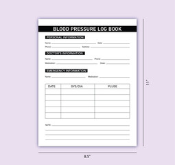 Blood Pressure kdp Log Book 
