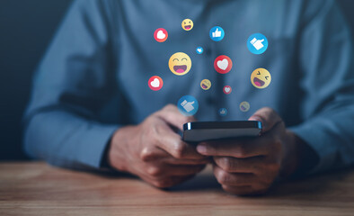 love, like, smile, message, speech bubble, balloon, discussion, social media, shape, chat. use smartphone for chatting and message. social network has like, love, speech bubble spread around that.