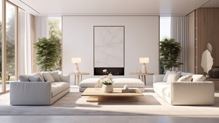 house beautiful design interior creative stylish living room in contemporary natural white and beige colour scheme home interior design living room in daylight cosy and simple ideas,ai generate