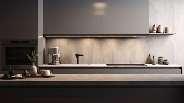 pantry kitchen mockup design template interior design concept with beautiful kitchen minimal decorating elevation kitchen showcase background,ai generate