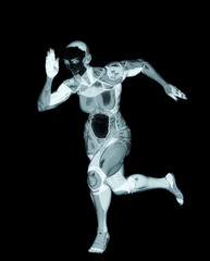 super cyborg girl is running fast like a hero