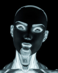 super cyborg girl is surprised