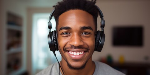 Afro smile Homebound Young Man Cherishing Conversations, Generative AI