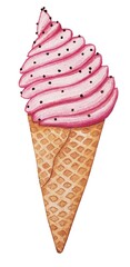 Painted realistic ice-cream in Watercolor. illustration