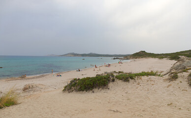 View of the beach in Sardinia, white sand, wild