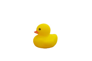 yellow rubber duck two little ones couple on wooden table