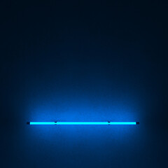 Fototapeta premium Neon linear lamps with a gradient multi-colored luminous glow. Dark background with neon light. 3d illustration.