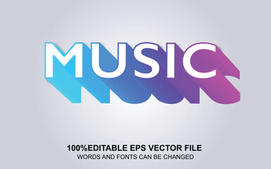 Music 3d text effect editable,typography template for minimalist tittle