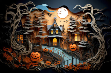 Spooky Halloween Haunted House created with Generative AI technology