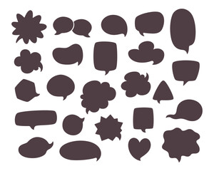 Speech bubbles set in different shapes with space for text. Vector illustration in flat style