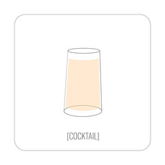 Cocktail infographic template. Cocktail line illustration. Cocktail glass scheme. Minimalistic cocktail illustration. Flat illustration with cocktail. Glass illustration.