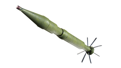 Anti-tank guided missile with rockets. 3D rendering isolated on white background